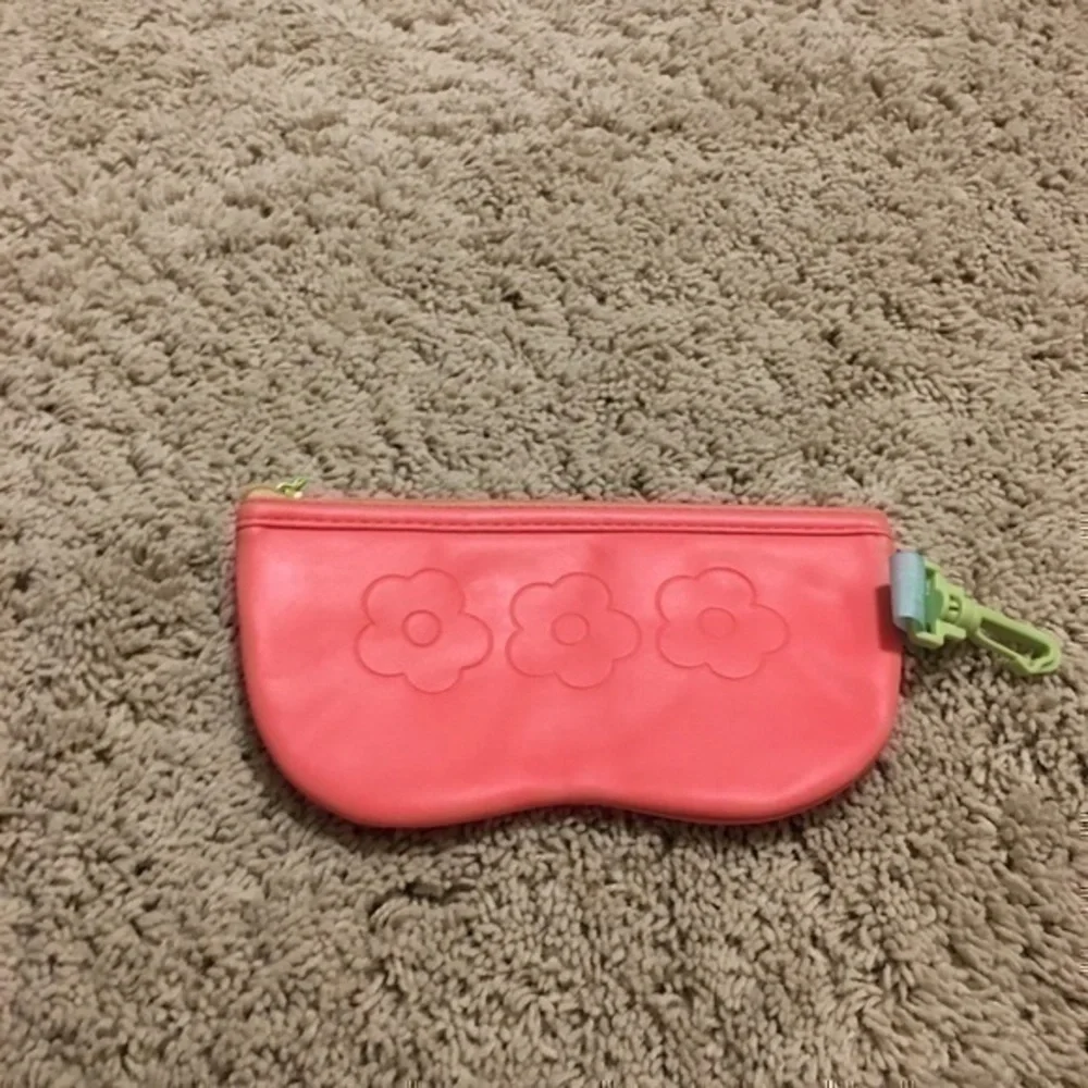 pink flower clinique soft padded glasses case